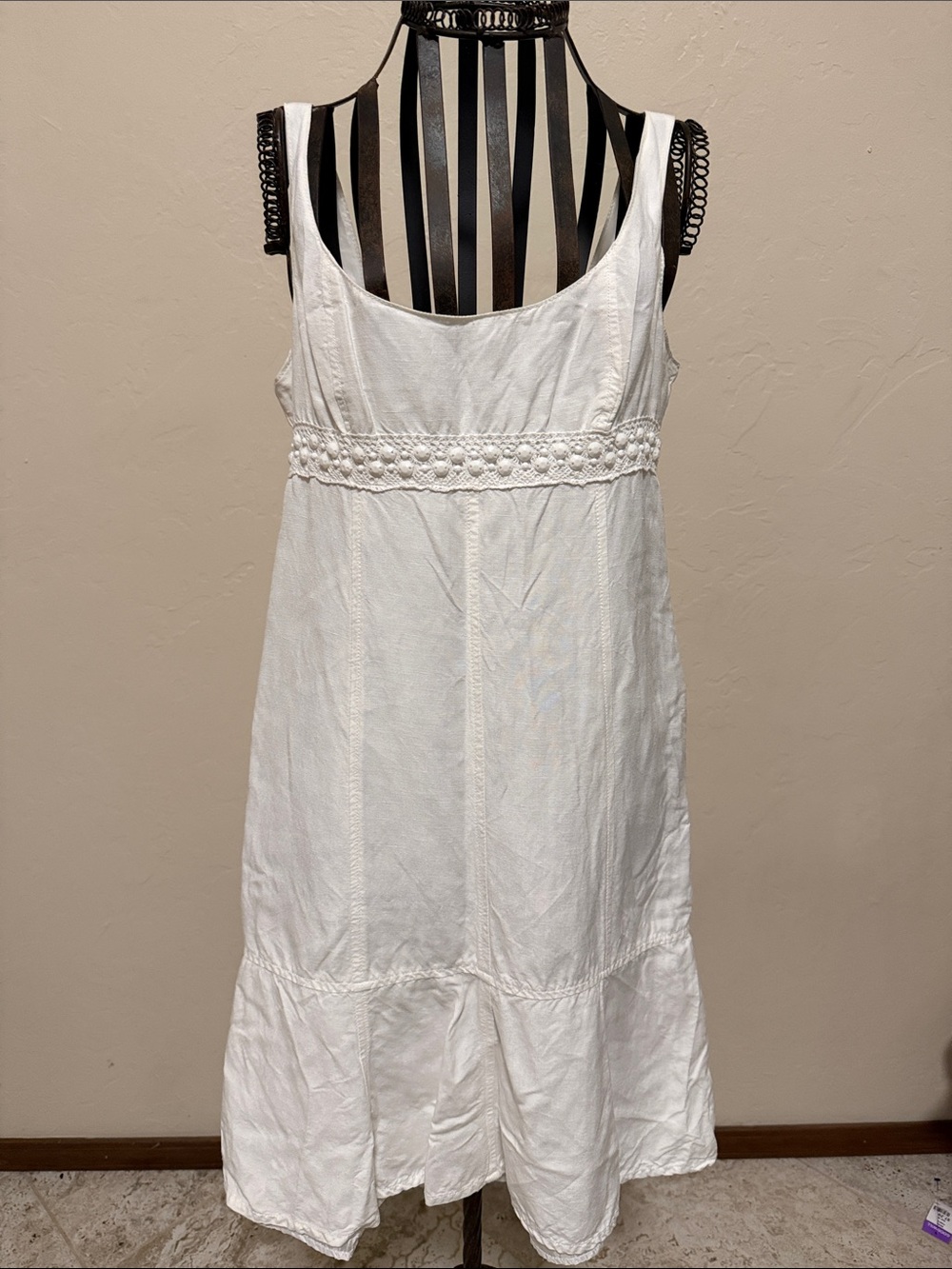 Ruby Rd. White Petite Dress with Eyelet Waist Detail